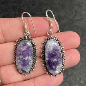 Purple Lepidolite Mica Earrings Stone Crystal Jewelry